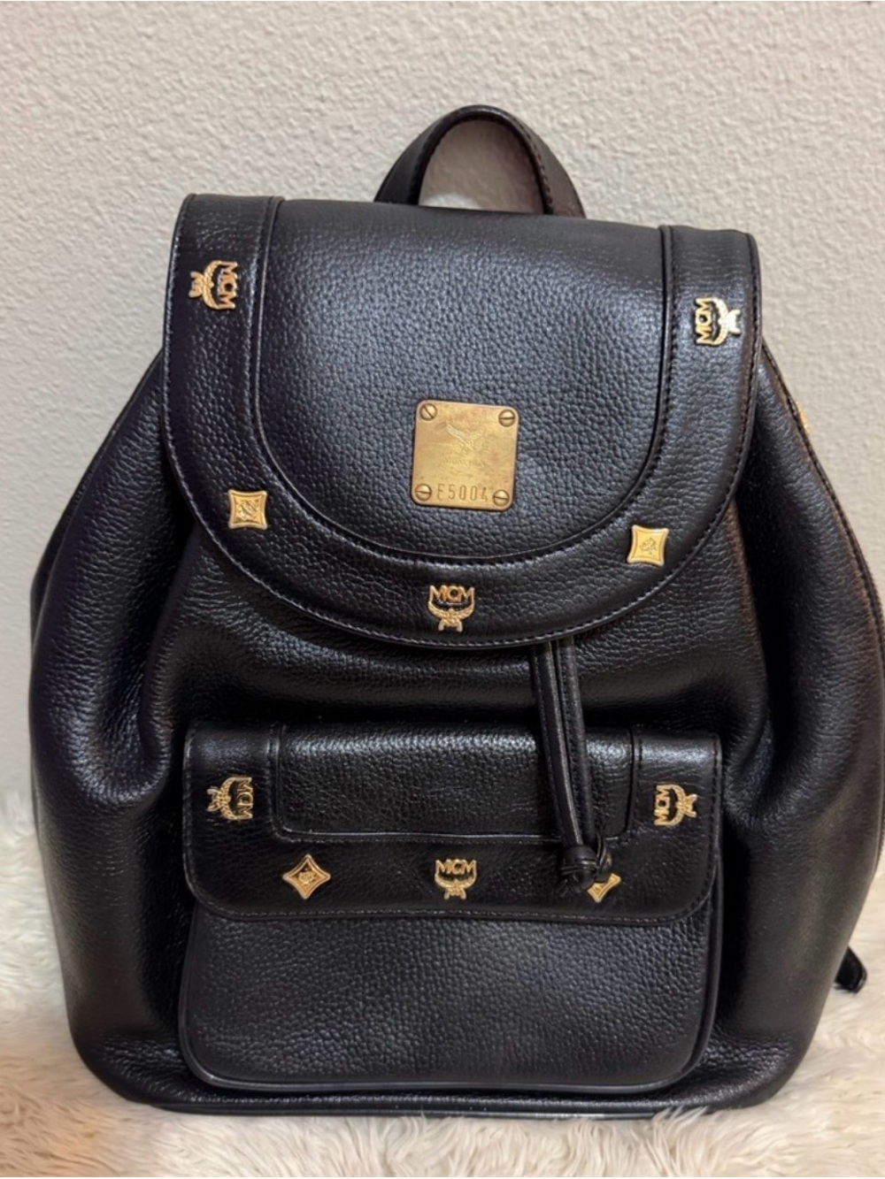 MCM Black Leather Backpack